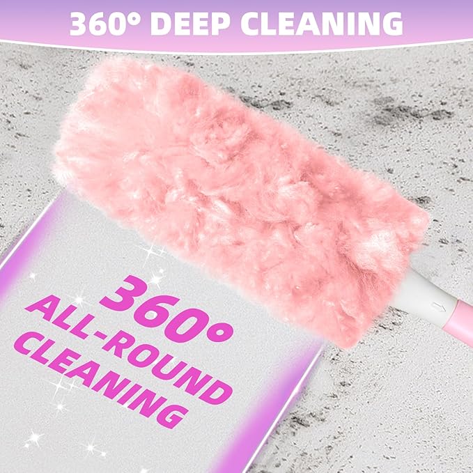 30 Count Duster Refills Compatible with Swiffer Handle, 360° Multi-Surface Duster Refills with 1 Handle, Dusters with 5X Microfibers for Cleaning Home, Furniture, Electronics, Office, Blinds