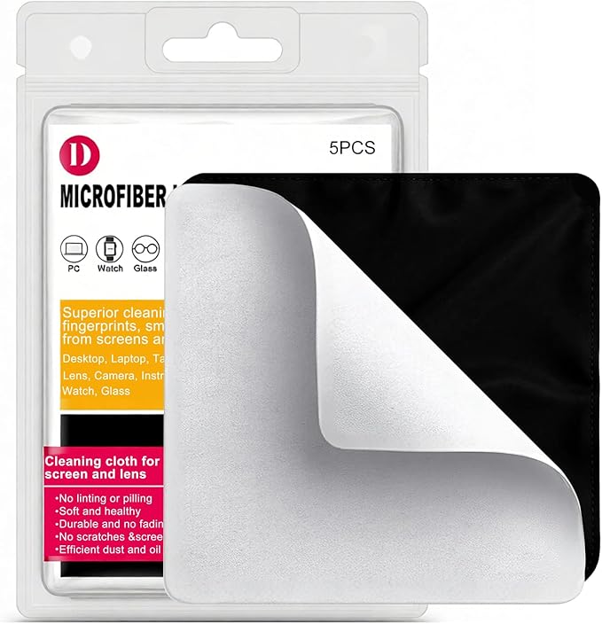 5 Pack Microfiber Cleaning Cloth, Lens Cleaning Cloth, Glasses Cloth Cell Phone Wipes, Premium Cloth for Glasses, Lens, Screens & More