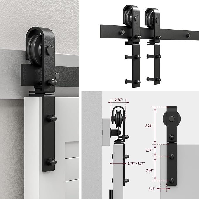 30" Bi-Folding Sliding Barn Door Hardware Track Kit,Smoothly&Quietly,Side Mounted Black Roller,Easy Install,Door Not Included [Fit Double 13" Bifold Doors]