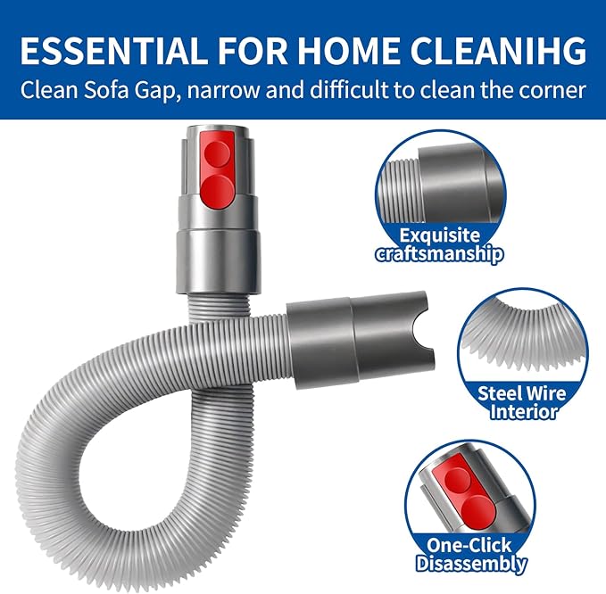 Mattress Tool Kit with Extension Hose and Quick Release Button for Dyson V7 V8 V10 V11 Cordless Vacuums - Compatible with Dyson Absolute, Trigger, Animal, Motorhead Models