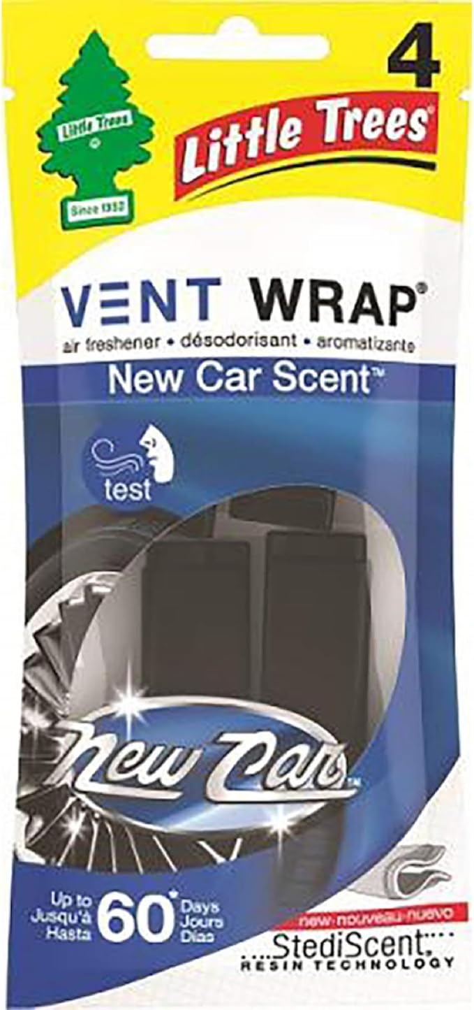 LITTLE TREES Car Air Freshener | Vent Wrap Provides Long Lasting Scent,Invisibly Fresh | New Car Scent,Air Fresheners,(Pack of 24)