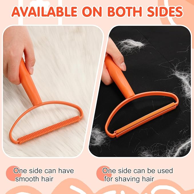 Honeydak 3 Pieces Hair Remover Tool Dog Hair Remover Pro Silicone Cleaner Brush Roller Fuzz Hairball Brush for Carpet Rake, Car Mat, Couch, Pet Bed, Clothes (Orange)