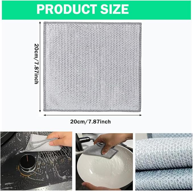 10 Pcs Upgrade 3-Layer Dish Cloth, Non-Scratch Steel, Premium Scrubbing Multipurpose Wire Dishwashing Rag for Wet and Dry, Kitchen Cleaning,Scrubs Dishes, Sinks Cleans,Home Essentials
