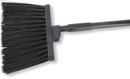 SPARTA 41083EC03 Plastic Color Coded Broom, Unflagged Bristles, Long Broom With Angled Head For Small Debris Cleaning, 56 Inches, Black, (Pack of 12)