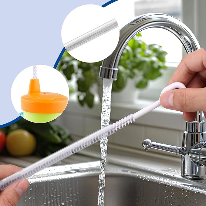 4pcs Straw Cleaner Brushes for Stanley, 12.6in Extra Long 3 Sizes Full Bristles Coverage Reusable Drinking Straw Brush Cleaning Accessories for Water Bottle Tumblers Sippy Cup Tube (White)