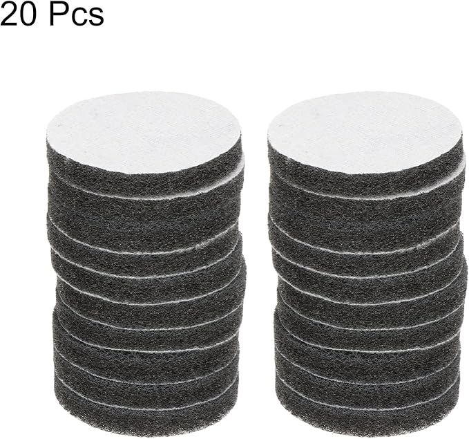 HARFINGTON 20pcs Scrubber Scouring Pads 800 Grits 3 Inch Drill Power Brush Hoop and Loop Surface Conditioning Disc Drill Scuffing Disc Scrub Pads for Home Kitchen Cleaning, Grey