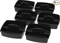 Storex 2-Compartment Large Cleaning Caddy – Multipurpose Supply Organizer with Handle, Black, 6-Pack (00973E06C)