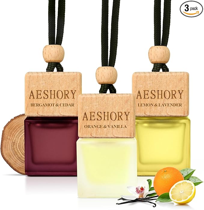 Aeshory Car Air Freshener Hanging - 3-Pack,Citrus Collection Car fresheners long lasting, Car Air Freshener for Women and Men, Premium Car Aromatherapy Essential Oil Diffuser Gift Set