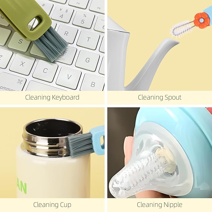 9 Pcs 3 in 1 Cup Lid Cleaning Brush, Multifunctional Bottle Cleaning Brush, Cup Lid Gap Cleaner for Home Kitchen