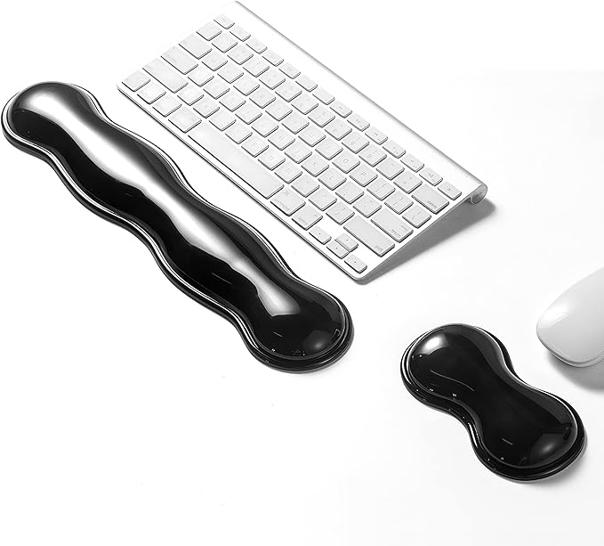 Gel Keyboard Wrist Rest Set, Clear Wrist Rest for Keyboard and Mouse, Ergonomic Keyboard Mouse Wrist Rest for Typing Pain Relief, Suitable for Office, Gaming, Computer, Laptop - Black