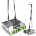 Pooper Scooper for Large Dogs,Dog Pooper Scooper Heavy Duty Long Handle Metal Tray Rake Shovel Set,Extremely Durable Metal Stainless Steel Dustpan for No Bending Clean Up Yard Grass.