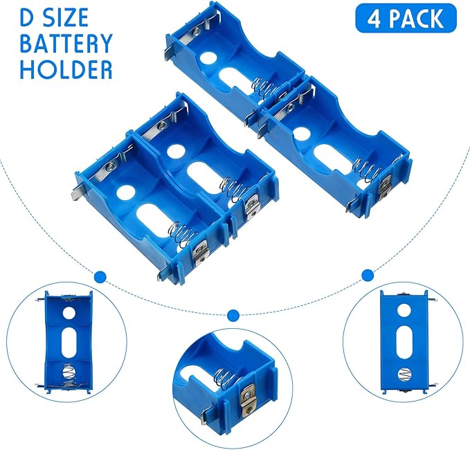 LEIFIDE 8 Pieces D Cell Battery Holder Series or Parallel Storage D Size Battery Case Physical Science Plastic Holder Box Container, Blue