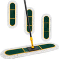 24 Inch Commercial Dust Mop for Floor Cleaning-Heavy Duty Dry & Wet Push Broom with 3 Washable Pads, 57" Handle & 360° Swivel Floor Duster for Hardwood, Laminate, Vinyl Floors & Warehouse