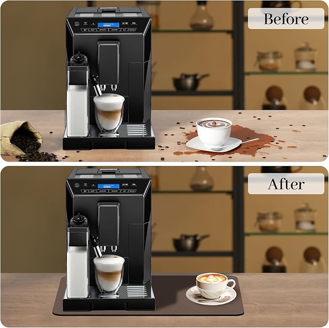 Bloss Coffee Mat, Bar Mat, Hide Stain Absorbent Drying Mat with Waterproof Rubber Back, Fit Under Coffee Maker Machine Pot Espresso Machine(12.2"x19.7", Brown)