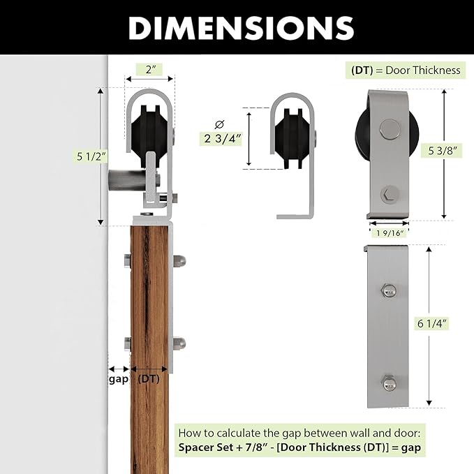 Homacer 60in Brushed Nickel Bi-Folding Sliding Barn Door Hardware Kit for 2 Doors,Heavy Duty, Quietly,Easy to Install (Door Not Included)