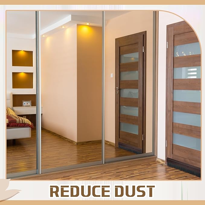 Hushee 2 Pack 36 Inches Brush Door Sweep for Exterior, Aluminum Commercial Door Sweep Bottom All-Season Alloy Brush for Exterior and Interior Sealing Gaps Keeps Cold Air, Dust Out(Brown)