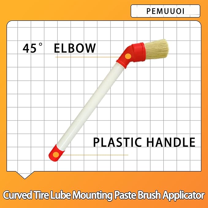 Tire Lube Brush Applicator Swab (4-Pack),11" Plastic Handle and 45° Angled Design for Efficient Mounting Lube Application and Deep Cleaning
