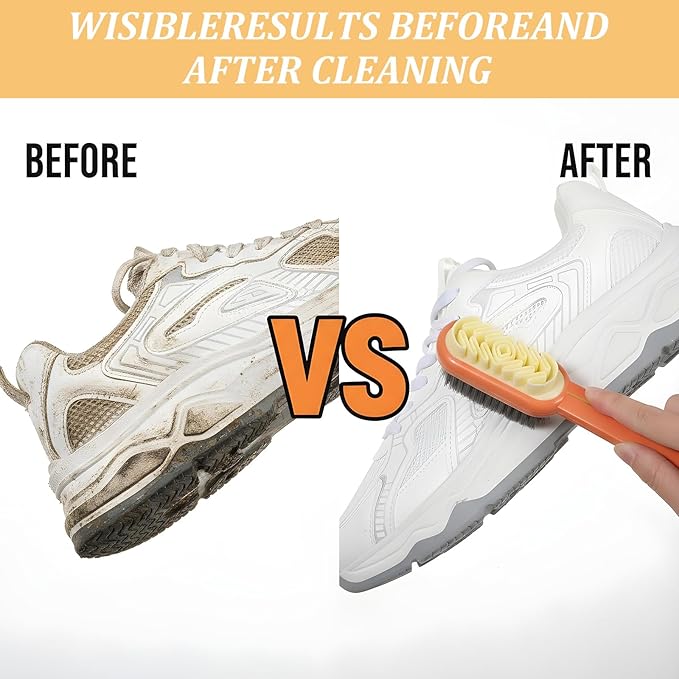 2-in-1 Suede Shoes Brush Rubber Polish Eraser Lazy Shoe Brushes All-Round Cleaning Tool Orange Shoe Brush and Eraser with Soft Bristles for Suede Nubuck Shoes Bag Jacket Boots Cleaning