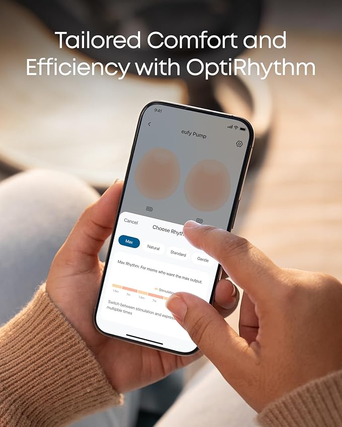 eufy Security Heated Breast Pump S1, Hands-Free Breast Pump with Industry-Leading HeatFlow Tech, App-Controlled OptiRhythm, Hospital-Grade Suction, Leakproof, Slim and Ultra-Quiet for in-Bra Use