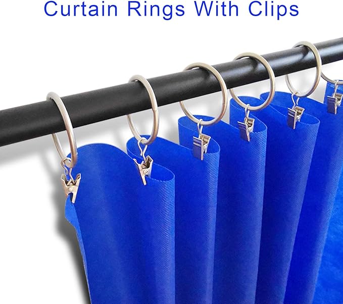 40 Pack Metal Curtain Rings with Clips, Drapery Clips Hooks, Decorative Curtain Rod Clips 1.5 in Interior Diameter, Matte Silver
