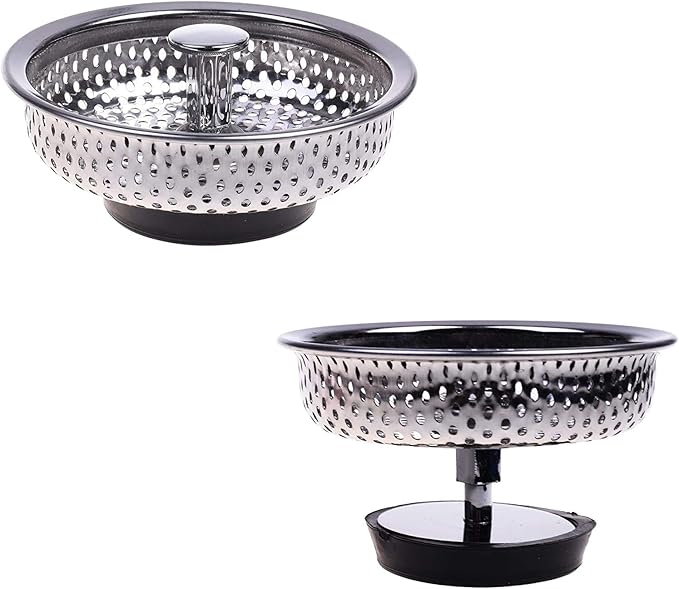 Pack of 2 Kitchen Sink Drain Strainer Basket and Stopper
