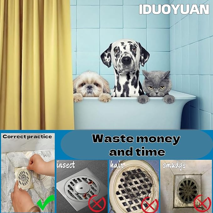 IDUOYUAN 35 Pcs Shower Drain Hair Catcher, Bathtub Drain Hair Catcher Sticky Traps - Disposable Hair Trap for Shower Drain, Sink & Tub. Easy Peel & Stick Mesh Covers