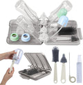 Bottle Brush Set Cleaner Silicone Brushes - Premium Food-Grade Silicone - Travel Friendly Portable Baby Bottle Cleaner Kit (White, Classic Style)