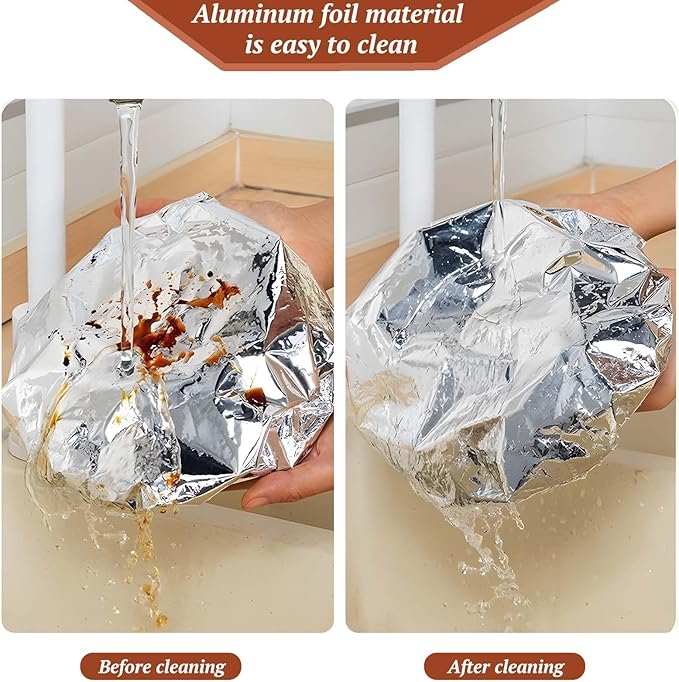 20Pieces Aluminum Foil Food Covers - Insulation Cover for Kitchen Dishes, Warmth Retention, Reusable and Stretchable, Fits Plates, Bowls, and Containers