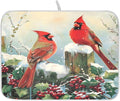 Winter Birds Snowflakes Berry Dish Drying Mat for Kitchen Counter Absorbent Microfiber Large Christmas Drying Pad Dish Mats for Kitchen Countertops 18 x 24 Inch