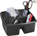 Storex 3-Compartment Small Cleaning Caddy – Multipurpose Supply Organizer with Handle, Black, 6-Pack (00972A06C)