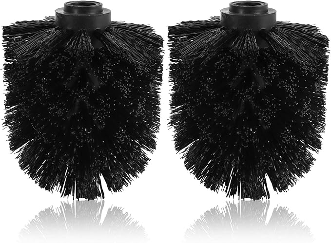 2PCS Toilet Bowl Brush Replacement Head, Toilet Brush Head Replacement with Durable Stiff Bristles, Cleaning Tool for Home Hotel Bathroom (Black)