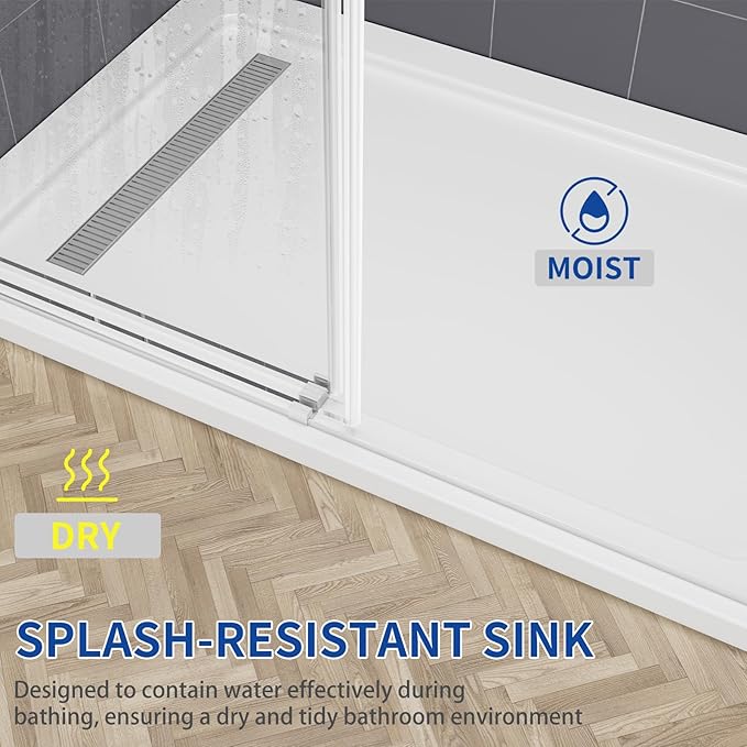 56-60" W x 76" H Double Sliding Frameless Shower Glass Door, 5/16" (8mm) ANSI & SGCC Certified Tempered Glass with Double Nano Coating, Stainless Steel Hardware & Towel Rack (Brushed Nickel)