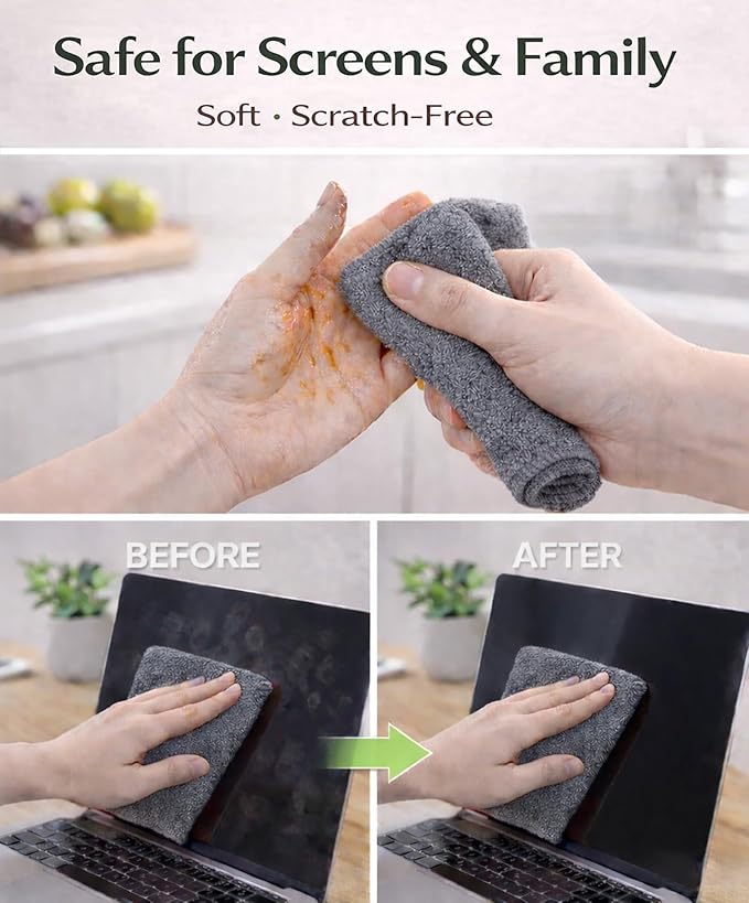 Microfiber Cleaning Cloth Roll - 100 Pack Tear Away Microfiber Paper Towels, Reusable, Washable, Scratch-Free, Kitchen Towels for Car, Home, Kitchen, Glass, Dishes(Cloud Gray)