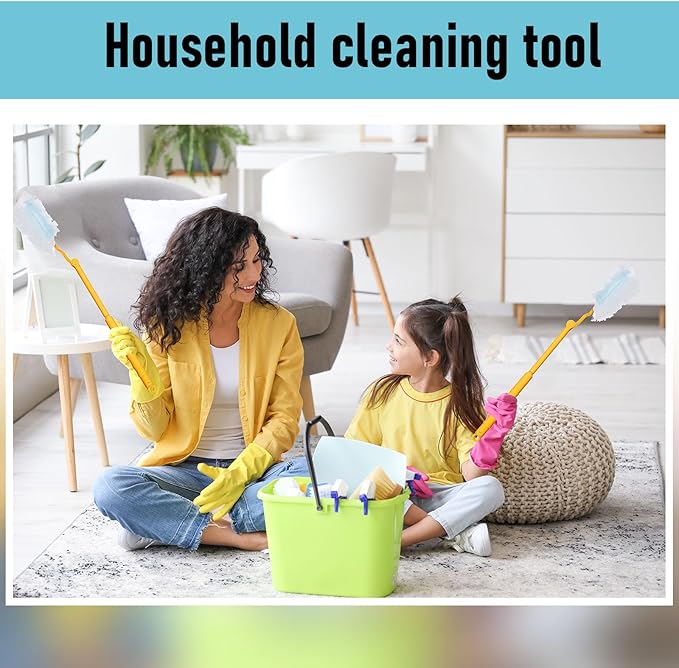4 Pcs 3 ft Replacement Handles Compatible with Swiffer Duster Refill, Extended Handle, Removal Duty, Adjustable Length for Home Fan Window Cleaning (Yellow)
