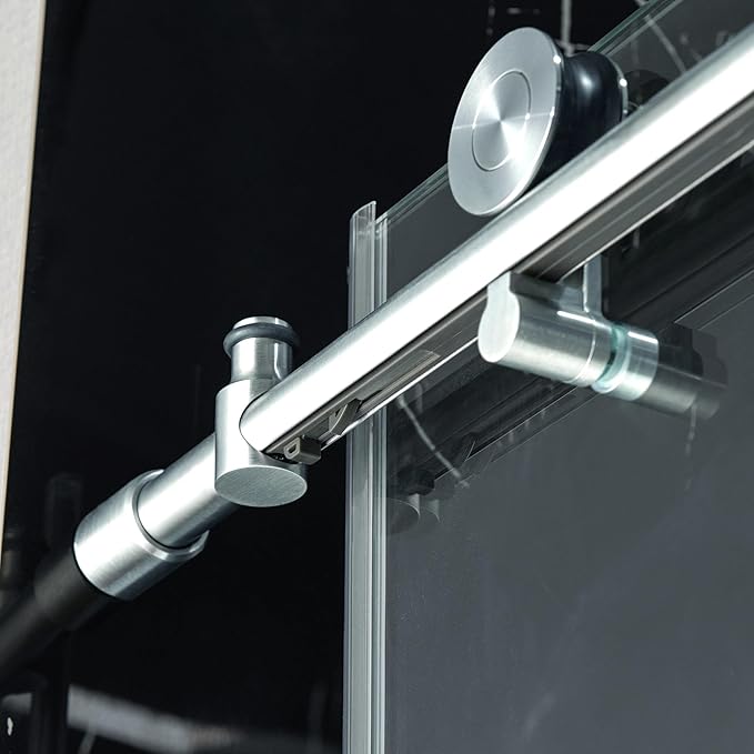 Woodbridge Frameless Single Sliding Shower Doors in Polished Chrome Finish, 57.5-60" Width x 62" Height with 3/8"(10mm) Clear Tempered Glass, Soft Close System and Explosion-Proof Film, BSDC6062-C