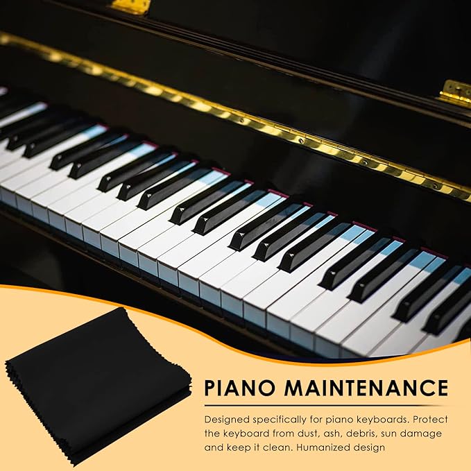 Piano Keyboard Dust Cover for 88 Keys - Suitable for Grand Upright Pianos, Digital Pianos, and Electric Keyboards - Protective Key Cover Cloth (Classic Black)