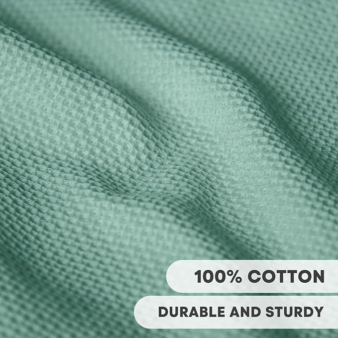 Artoid Mode 100% Cotton Light Green Waffle Weave Kitchen Dish Cloths, 12x12 Inch Ultra Soft Absorbent Quick Drying Kitchen Dish Towels Set of 6