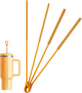 Silicone Straw Cleaner Brush - 4 Pcs Straw Brush for Water Bottle Sippy Cup Tubes Glass Straws, Reusable Bendable and Dishwasher Safe Orange