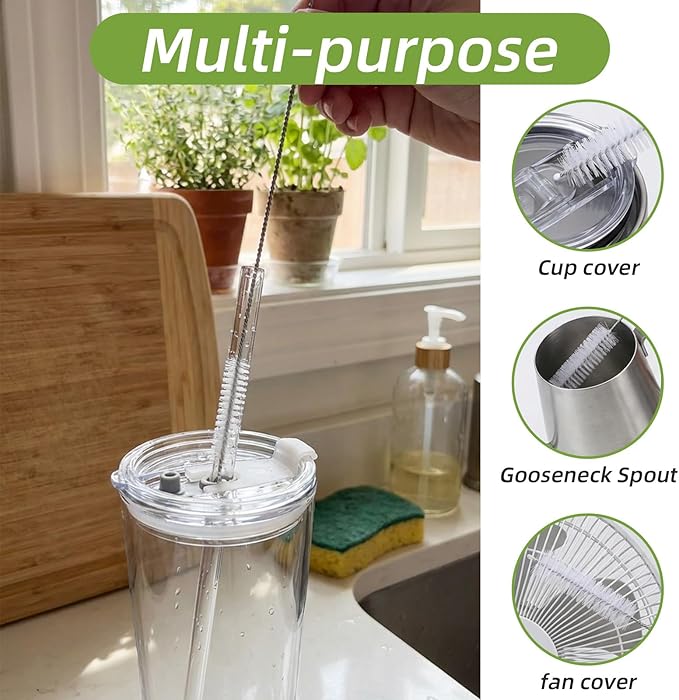 10 Pcs Straw Cleaning Brushes, 8.2 Inch Straw Cleaner Brush Extra Long Straw Brushes for Cleaning Stainless and Silicone Reusable Straws Water Bottles Tumblers Tubes