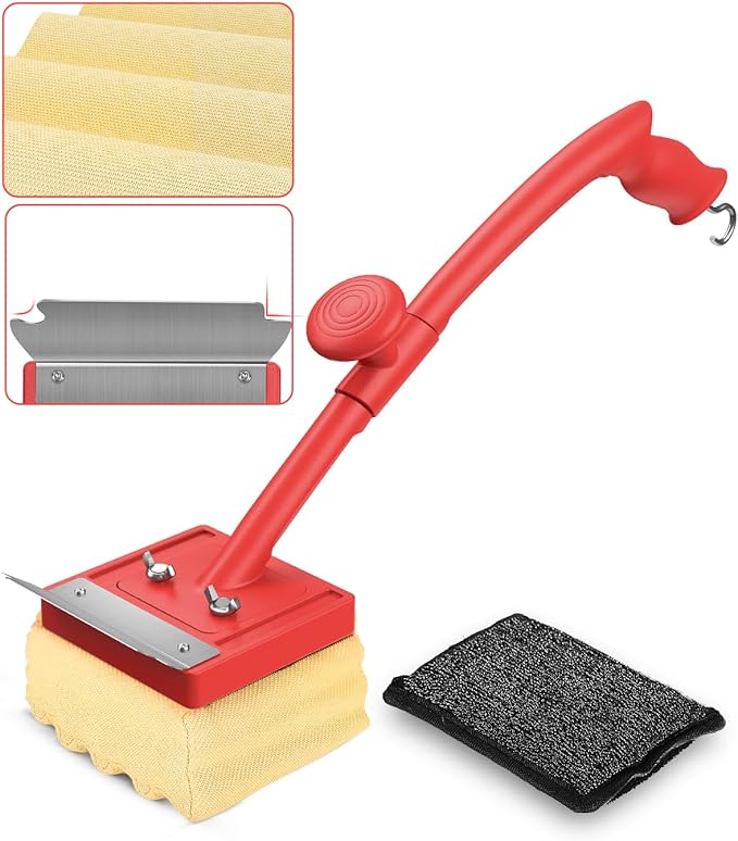Grill Brush, Bristle Free, Safe Wire Bristles Steam Cleaning Brush, Cleaning Kit for Outdoor Grill, BBQ Cleaner Accessories, 2 Replacement Heads（Bristle Free & Wire Bristles）