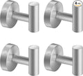 Towel Hooks, SUS 304 Stainless Steel Hooks, Heavy Duty Door Hanger Towel Robe Clothes Cabinet Closet Sponges Hook for Bathroom Kitchen Garage Gotel (Brushed Nickel, 4 Pcs)