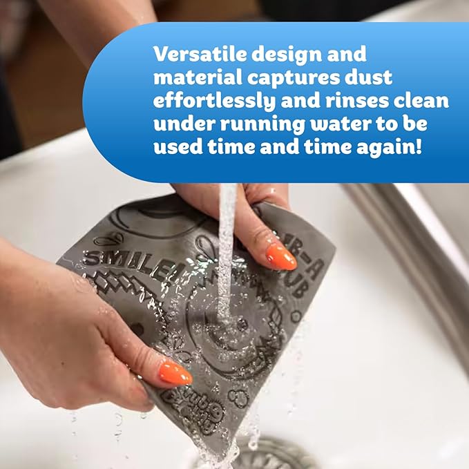 Scrub Daddy Damp Duster Towel - Durable Sponge-Like Dust Cleaner for Multisurface Dusting, Picking Up Pet Hair, Dirt & Grime of All Kinds - Reusable, Soft, Flexible, Absorbent Cleaning Supplies (2ct)