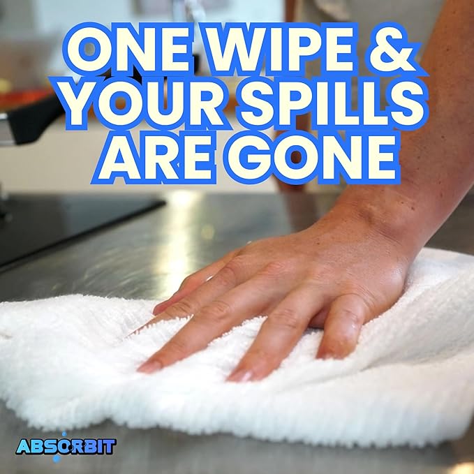 Absorbit Bar Mop Towels 100% Cotton 16x19 (12 Pack) Super Absorbent, Bleach Safe, No Fray Ribbed Terry Cloth