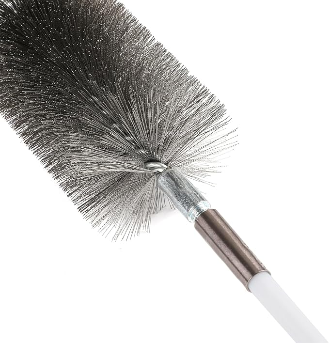 50-inch Long Tent Wood Burning Stove Pipe Cleaning Brush with Stainless Steel Bristles, and Chimney Cleaning Wire Brush with 4 Flexible Rods, 3.5'' Brush Heads