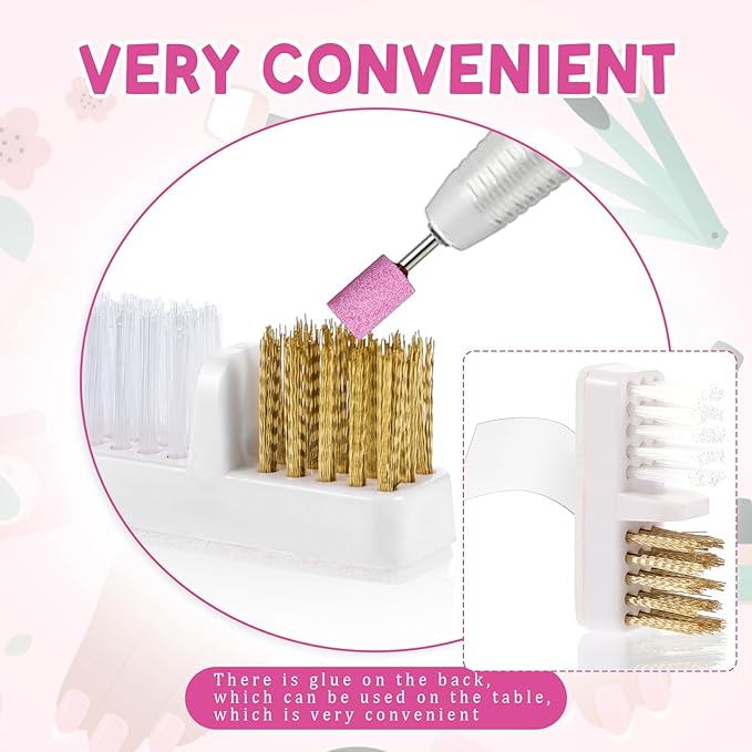 4 Pcs Nail Drill Wire Cleaner Brush Nail Art Cleaning Tool Manicure Wire Drill Cleaner Polishing Grinding Head Copper Brush for Salon or Home Use