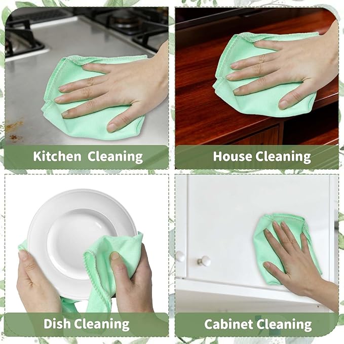 25 Pack Microfiber Cleaning Cloths（11.8x11.8In），Thin Microfiber Towels Bulk, Towels for Home，Kitchen,Cars，Cleaning Rags 5 Colors，Quick-Dry,Lint-Free