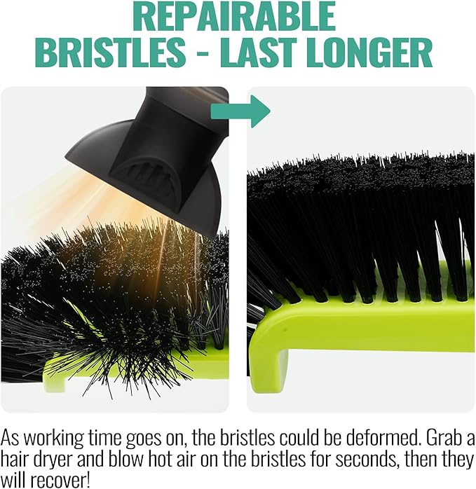 18" Pool Brush Head for Cleaning Swimming Pool Walls, Curved Ends High-Efficiency Scrub Brush for Tile, Fiberglass, Flooring and Vinyl Pools, Fits Φ1.25” Poles (Green & Black)