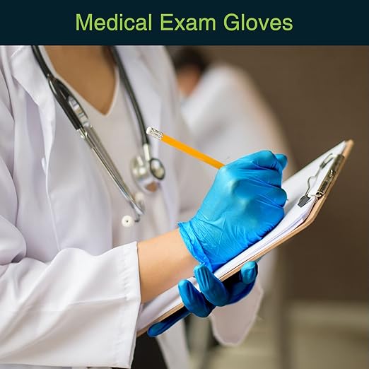 Blue Nitrile Disposable Gloves Large, 200 Count - Latex Free Medical Gloves, Dental and Surgical Grade - Powder Free Rubber Gloves