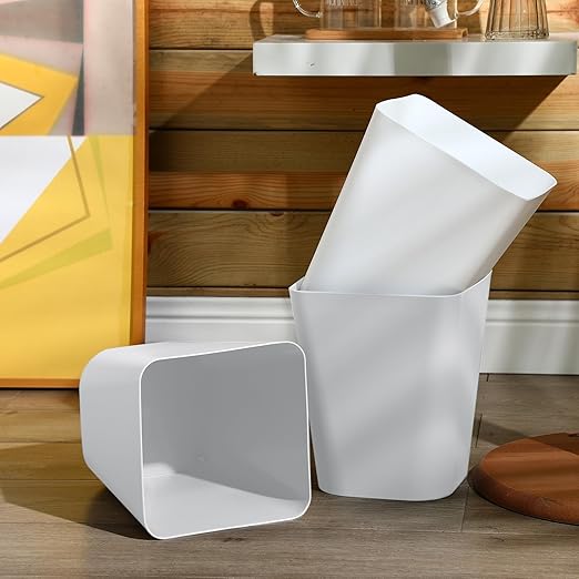 Amyhill 10 Pcs Small Trash Can 2 Gallon Plastic Garbage Can Small Waste Basket for Bathroom Office Kitchen Living Room Bedroom Home Under Desk(White)