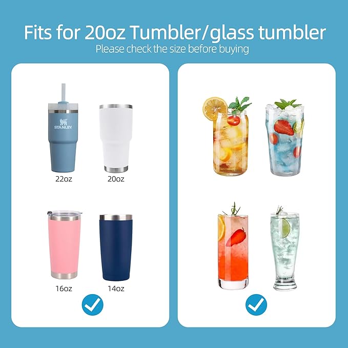 20 oz Stainless Metal Straws for 20 oz Stanley Tumbler, 6Pcs Reusable Straight Long Steel Straws with 12 Silicone Tips and 2 Straw Cleaning Brushes (6Color2, 20oz)